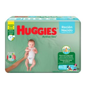 Mega Pack P1 Huggies Active Sec Diapers 52 Und/Pack