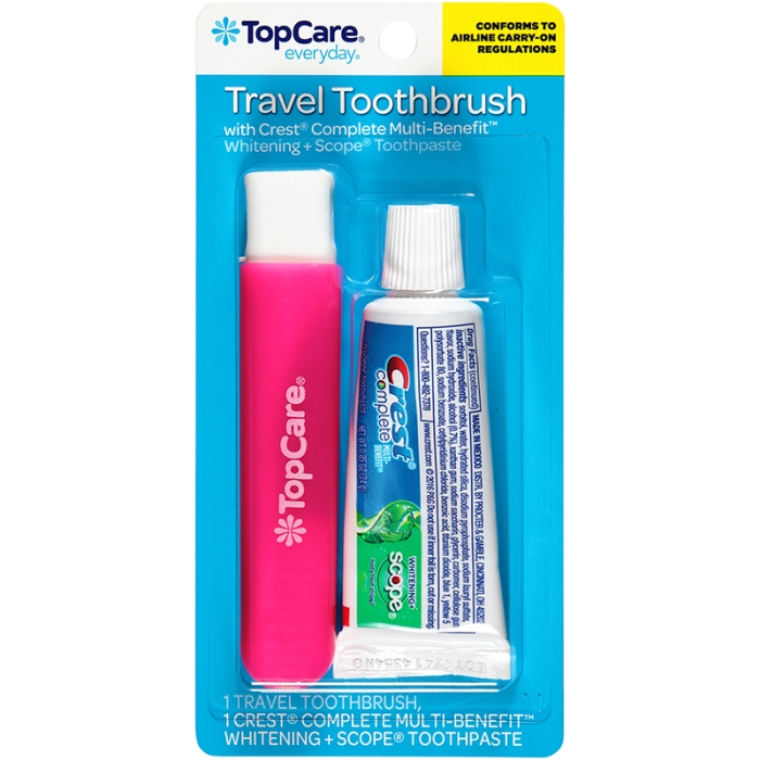 Top Care Toothbrush and Toothpaste Travel Kit