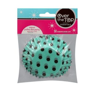Special Cupcake Baking Cups with Aqua Polka Dot Design.