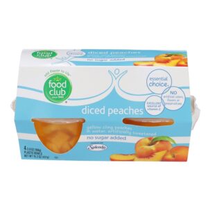 Food Club Canned Peaches No Sugar 3.8 Oz, 4 Units/Pack