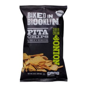Pita Chips Sour Cream And Onions Baked In Brooklyn 8 Oz