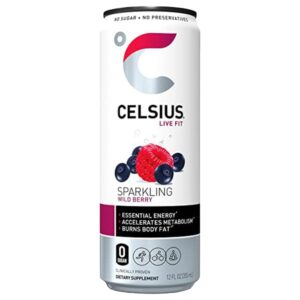 Celsius Sparkling Flavored Water Wild Berry Flavor 12 Oz