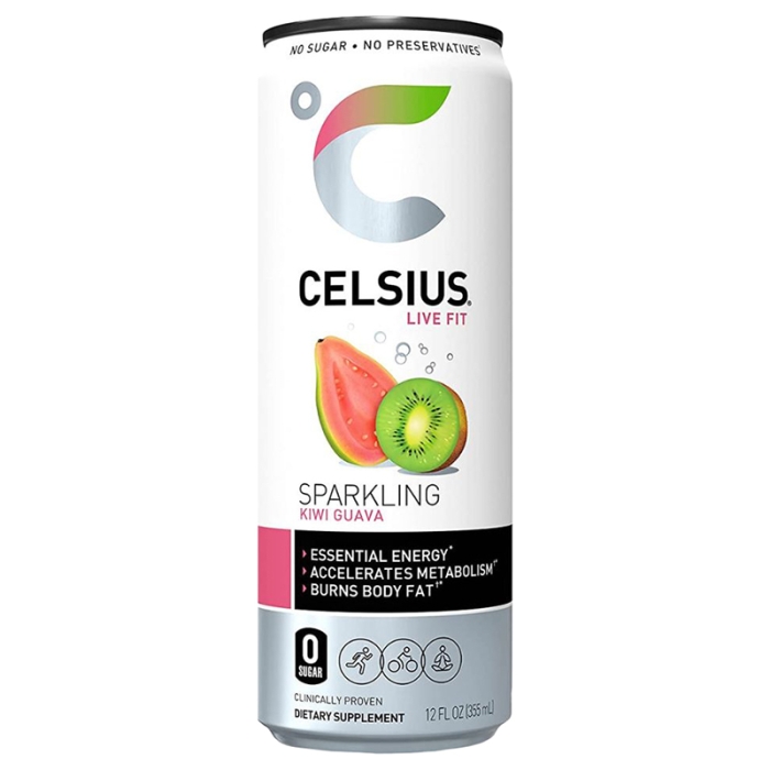 Celsius Kiwi Guava Flavored Sparkling Water 12 Oz