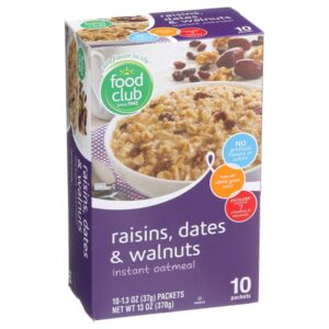 Food Club Instant Oatmeal With Raisins, Dates & Walnuts 10 Units/Pack
