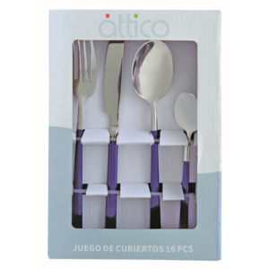 ATTICO 16-PIECE BLUE WITH SILVER-PLATED CUTLERY SET QD3059-16