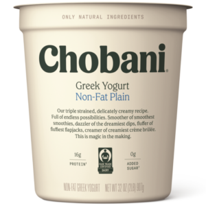 Chobani Zero Fat Plain Yogurt 32 OZ