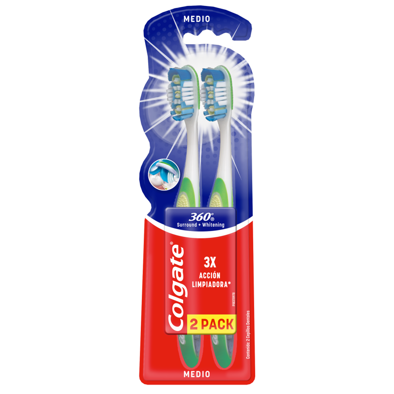 Colgate 360 Surround Toothbrush - Medium 2 Pack